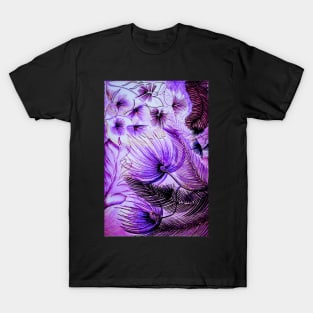 VIOLET PURPLE INDIGO FLORAL TROPICAL PALM FERN FLOWERS T-Shirt